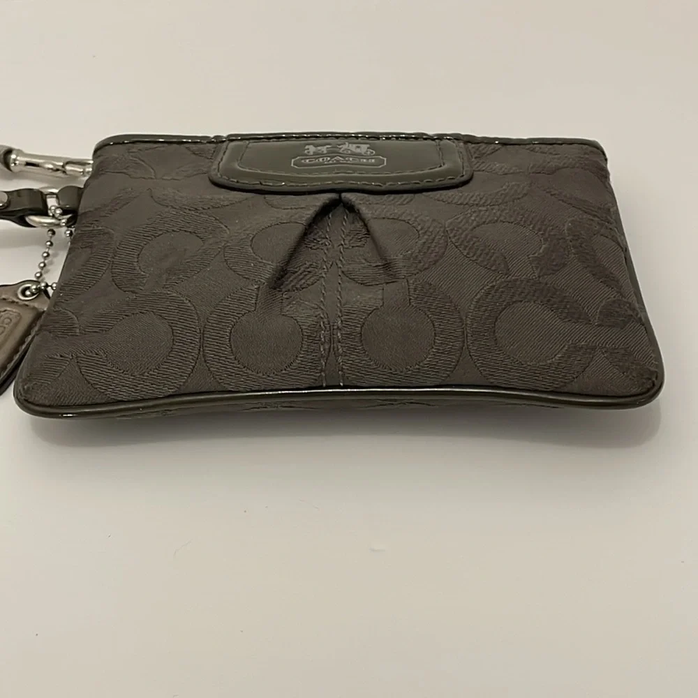 Coach Op Art Wristlet Army Green and Charcoal